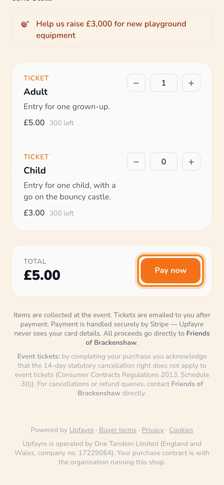 Then Pay now, highlighted on the whole screen