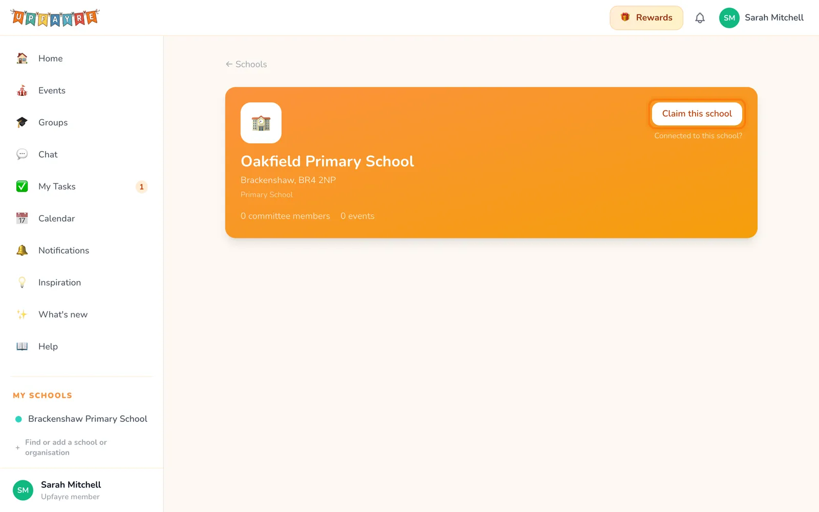 Click Claim this school, highlighted on the whole screen