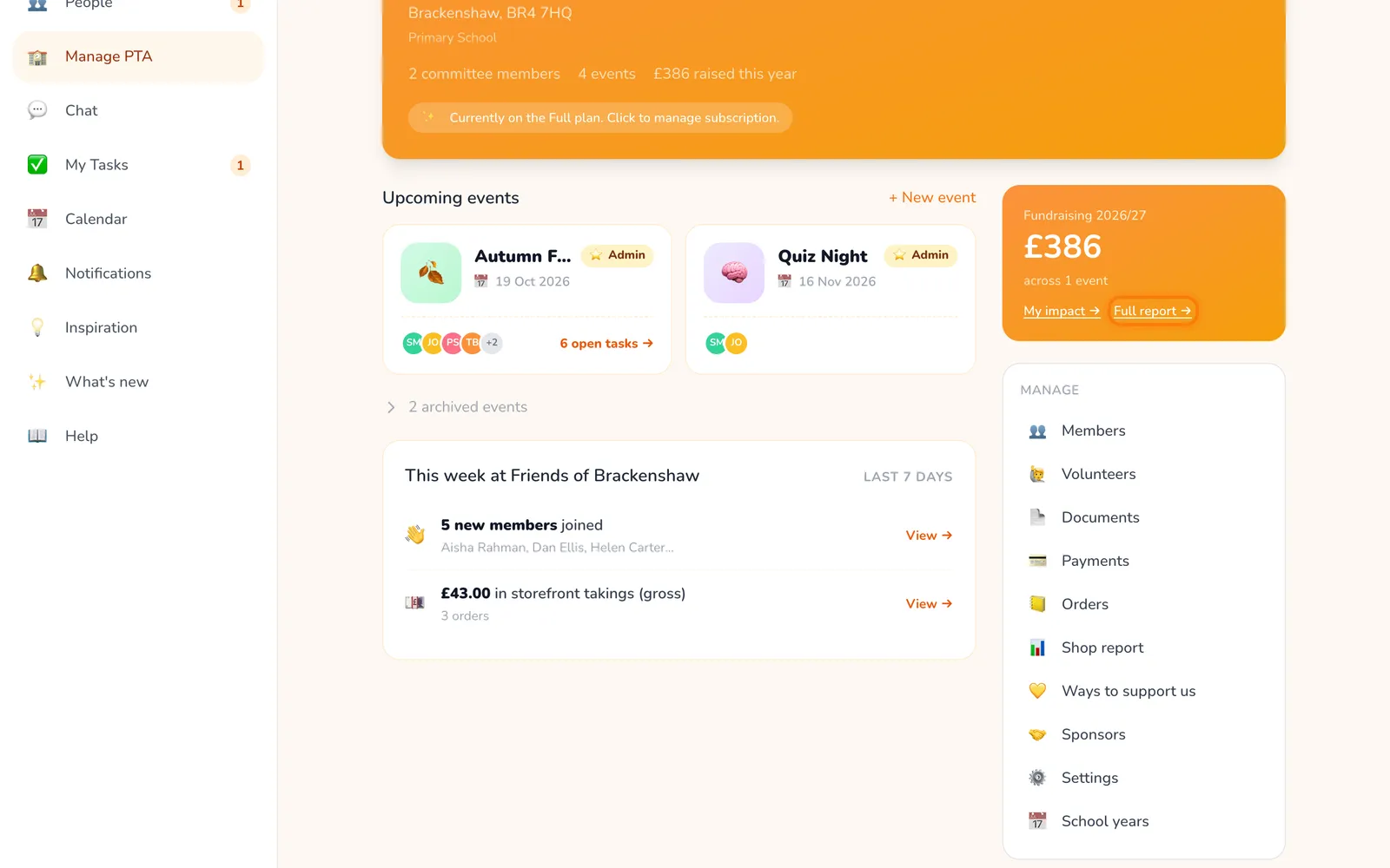 Full report, highlighted on the whole screen