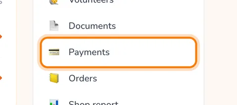 Payments, under Manage PTA (enlarge)