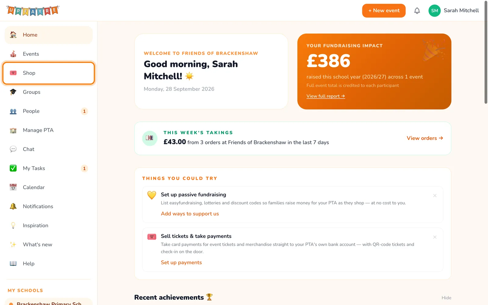 Shop, in the menu, highlighted on the whole screen