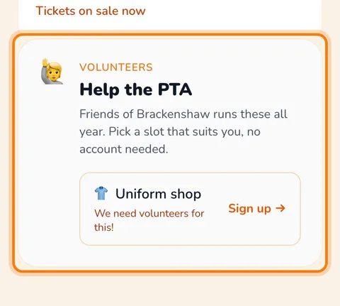 Help the PTA, on your public page (enlarge)